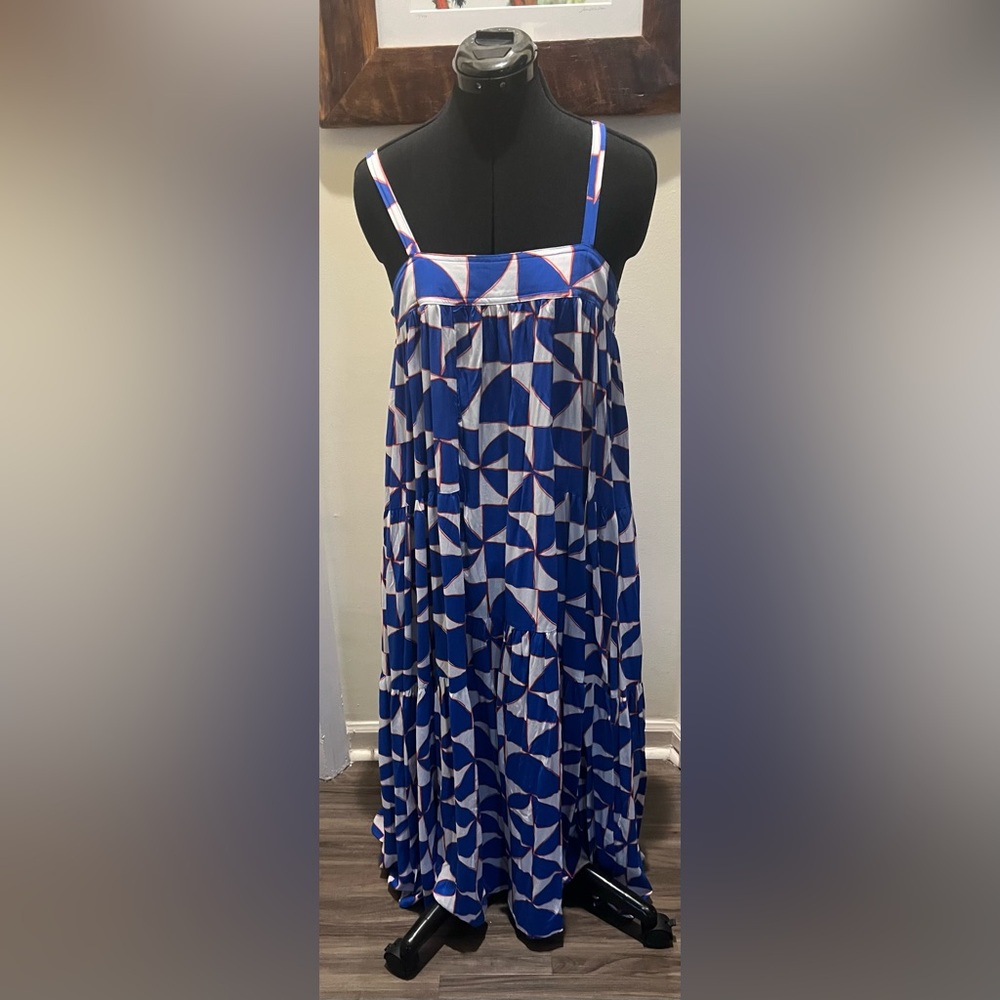 rachel zoe blue and white dress Abel The Label | Dresses | Rachel Zoe Geometric Blue And White Dress With  Orange